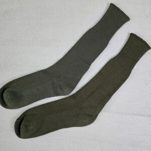 2 Pair Vintage US Army OD Green Wool Blend Boot Socks Military Issue Thick Crew